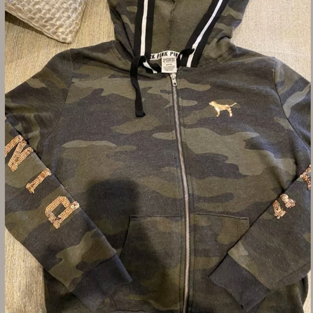 Victoria’s Secret Pink Camo Zip Front Hoodie